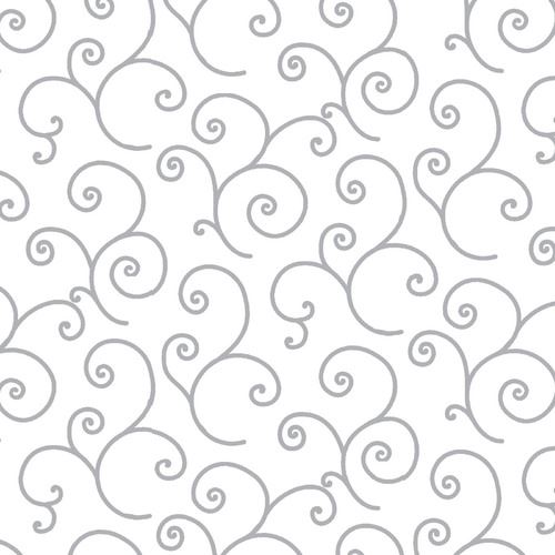 White/Gray Scroll - Kimberbell Basics Fat Quarter