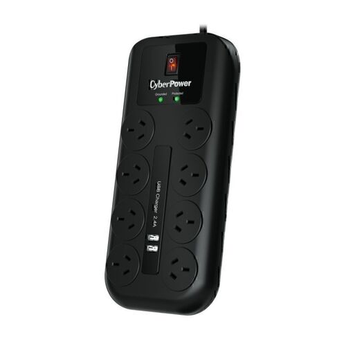 CyberPower 8-Socket Surge Protector with USB - Black