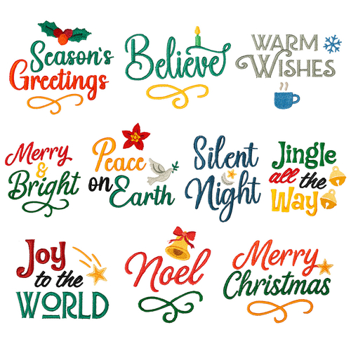 Classic Christmas Sentiments Embroidery Designs by Echidna