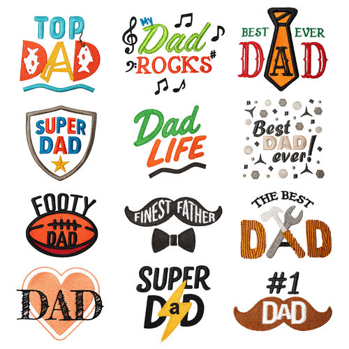 Dad Love Embroidery Designs by Echidna