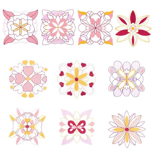 Flower Tiles Embroidery Designs
