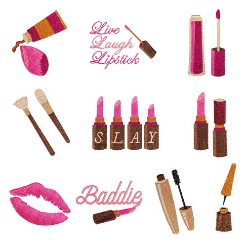 Live Laugh Lipstick Embroidery Designs