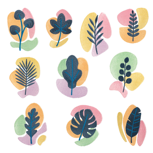Lush Leaves Embroidery Designs by Echidna
