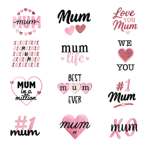 Mum Love Embroidery Designs by Echidna