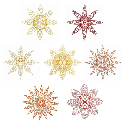 Decorative Suns Embroidery Designs