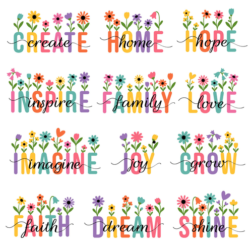 Word Blossoms SVG Designs by Echidna