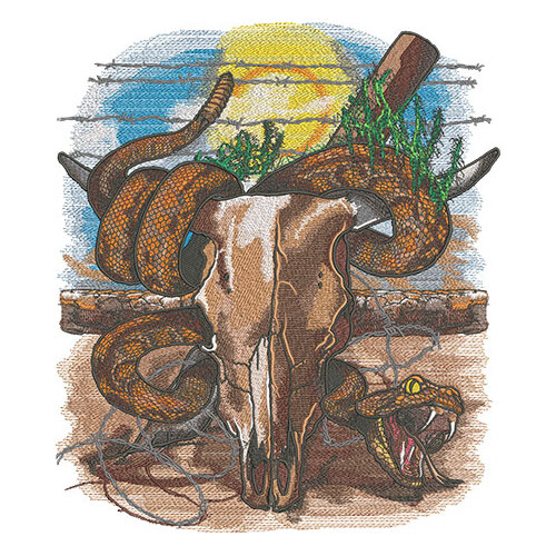 Cow Skull with Snake by The Deer's Embroidery Legacy - Download