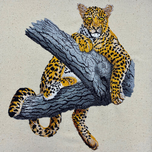 Leopard in Tree by The Deer's Embroidery Legacy - Download