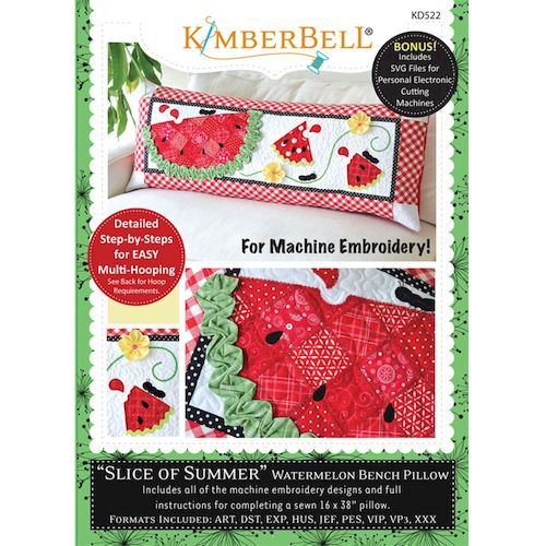 Slice of Summer Watermelon - Pillow Machine Embroidery Project CD