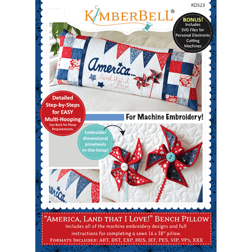 America, Land that I Love! Pillow Machine Embroidery Project CD