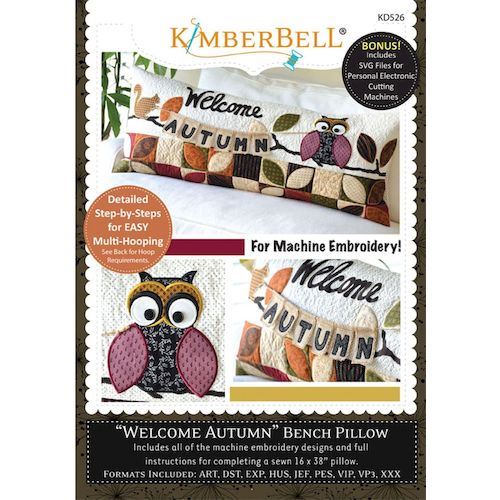 Welcome Autumn! Pillow Machine Embroidery Project CD