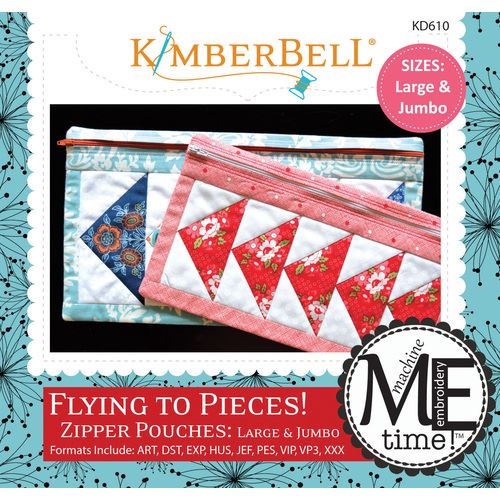 Flying to Pieces Zipper Pouch (Large & Jumbo) Machine Embroidery Project CD