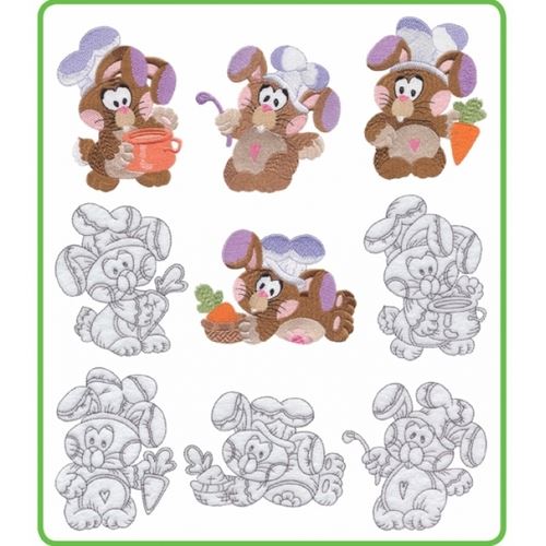 Cute Chef Rabbits by Lindee Goodall