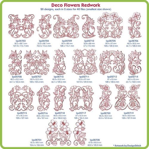 Deco Flowers Redwork by Lindee Goodall - Download