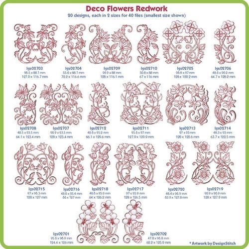 Deco Flowers Redwork by Lindee Goodall - Download