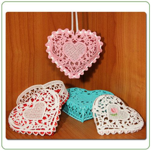 Lace Heart Box Sachet Download