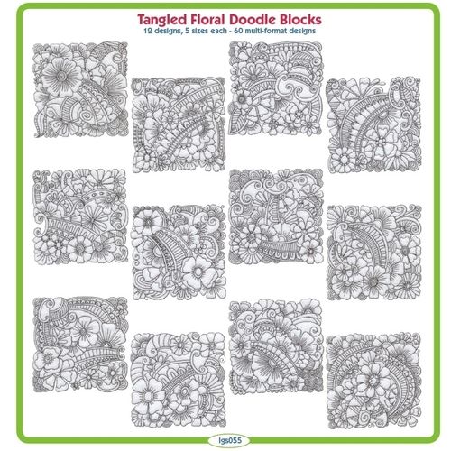 Tangled Floral Doodle Block by Lindee Goodall