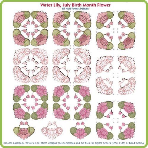 Water Lillies July Birth Month Flower Design USA by Lindee Goodall