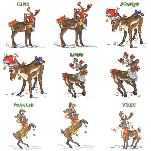 Santa and His Reindeers (19 designs) by Outback Embroidery - Download