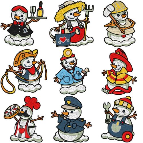 Snowmen workers (10 designs) by Outback Embroidery - Download