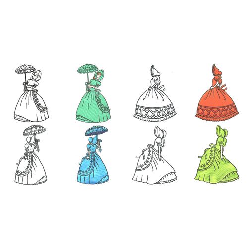 Crinoline Ladies (8 designs) by Outback Embroidery - Download