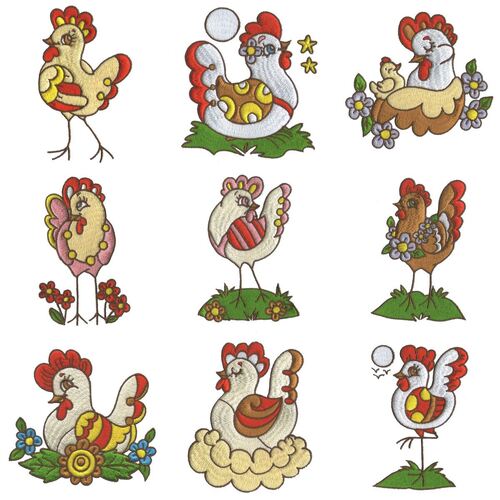 Happy Hens (10 designs) by Outback Embroidery - Download