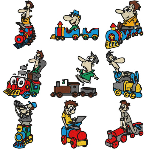 Men on Trains (10 designs) by Outback Embroidery - Download