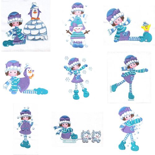 Winter Time Little Girl (10 designs) by Outback Embroidery - Download