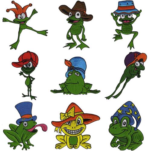 Frogs With Hats (20 designs) by Outback Embroidery - Download