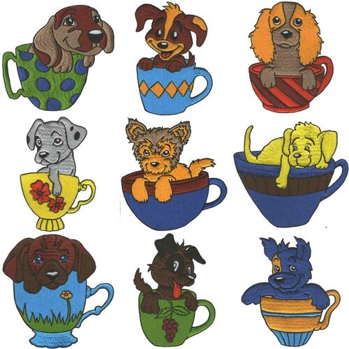Puppies in Teacups (20 designs) by Outback Embroidery - Download
