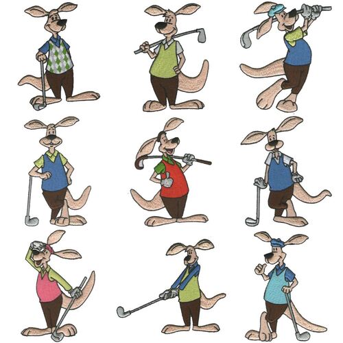 Kangaroo Golfers (10 designs) by Outback Embroidery - Download