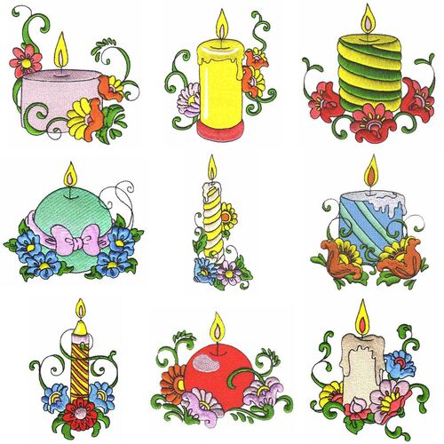Candles in Harmony (10 designs) by Outback Embroidery - Download