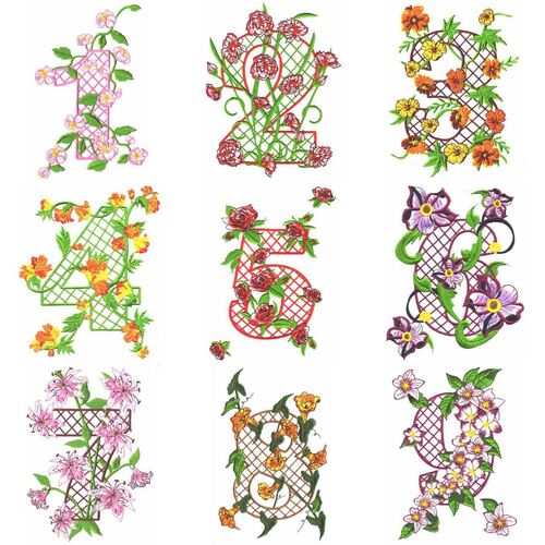 Floral Numbers (11 designs) by Outback Embroidery - Download