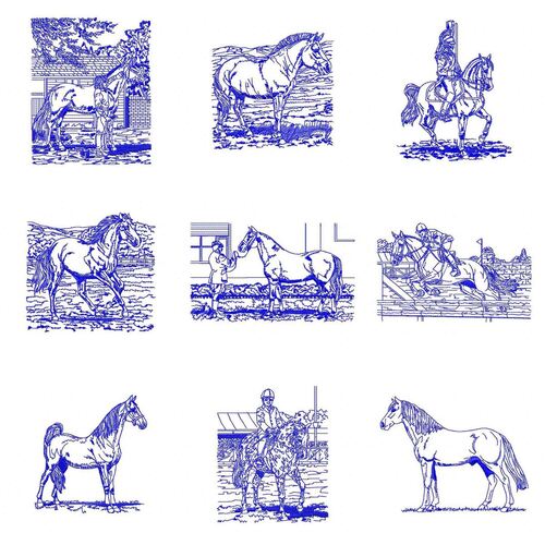 Assorted Redwork Horses (100 designs) by Outback Embroidery - Download