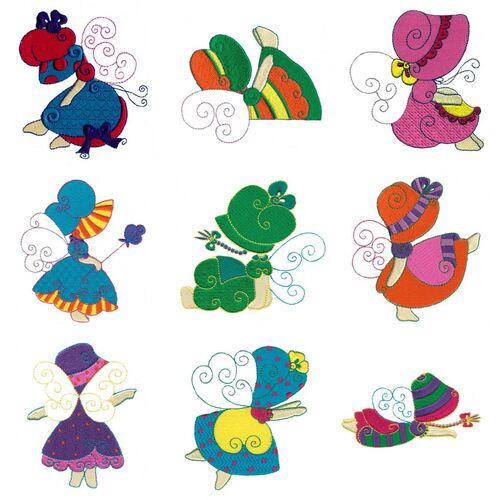 Sunbonnet Fairies (10 designs) by Outback Embroidery - Download