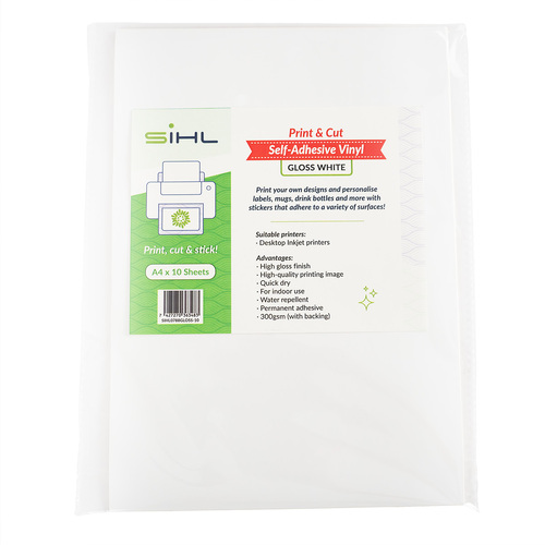 Gloss White Print and Cut Adhesive Vinyl - 10 sheets