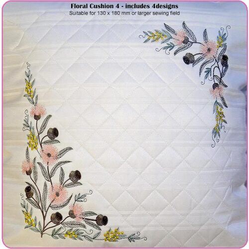 Gum Blossom Floral Cushion 04 by Dawn Johnson