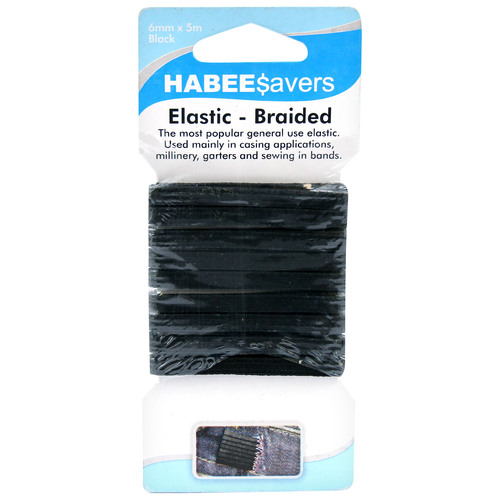 Braided Elastic - 6mm x 5m (Black)